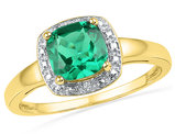1.75 Carat (ctw) Lab-Created Princess Cut Emerald Ring in 10K Yellow Gold